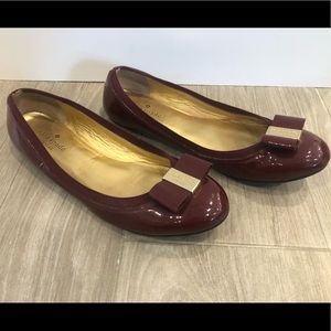 Kate Spade wine coloured patent leather flats